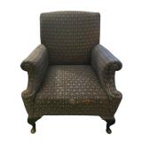 FR - Vintage Upholstered Armchair with Patterned Fabric