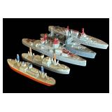 FR - Set of 5 Vintage Tootsie Toy Diecast Metal Ship Models