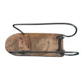FR - Vintage Wooden Sled Decor with Metal Runners