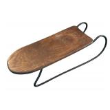 FR - Vintage Wooden Sled Decor with Metal Runners