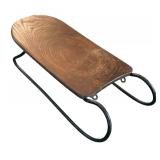FR - Vintage Wooden Sled Decor with Metal Runners
