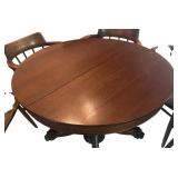 K - Vintage Round Wood Dining Table with 6 Chairs