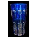 FR - Set of 4 Vintage Cobalt Blue Cut to Clear Glass Tumblers