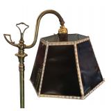 FR - Vintage Brass Floor Lamp with Black Shade