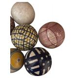 LR - Collection of 7 Decorative Porcelain Balls with Colorful Patterns