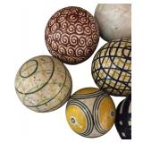 LR - Collection of 7 Decorative Porcelain Balls with Colorful Patterns