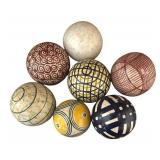 LR - Collection of 7 Decorative Porcelain Balls with Colorful Patterns