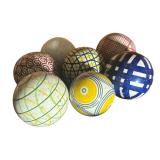 LR - Collection of 7 Decorative Porcelain Balls with Colorful Patterns