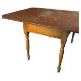 FR - Vintage Wooden Drop Leaf Dining Table with Turned Legs