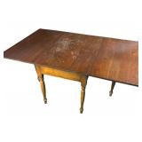 FR - Vintage Wooden Drop Leaf Dining Table with Turned Legs