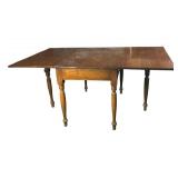 FR - Vintage Wooden Drop Leaf Dining Table with Turned Legs