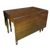 FR - Vintage Wooden Drop Leaf Dining Table with Turned Legs