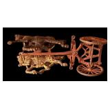 FR - Vintage Cast Iron Horse Drawn Wagon Toy