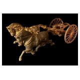 FR - Vintage Cast Iron Horse Drawn Wagon Toy
