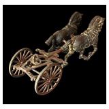 FR - Vintage Cast Iron Horse Drawn Wagon Toy