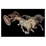 FR - Vintage Cast Iron Horse Drawn Wagon Toy