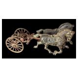 FR - Vintage Cast Iron Horse Drawn Wagon Toy