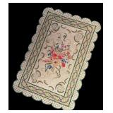 FR - Vintage Floral Rug with Scalloped Edge