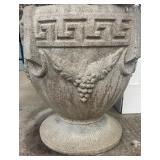 FP - Pair of Cement Planter Pots with Greek Key and Grape Motif