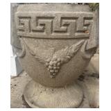 FP - Pair of Cement Planter Pots with Greek Key and Grape Motif