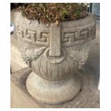 FP - Pair of Cement Planter Pots with Greek Key and Grape Motif