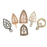 FR - Collection of 6 Vintage Metal Trivets Assorted Designs