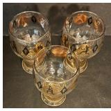 FR - Set of 3 Vintage Federal Glass Bubble Pilsner Glasses