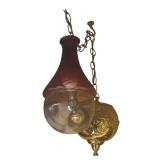 K - Antique Angle Lamp with Amberina Glass Shade