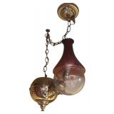 K - Antique Angle Lamp with Amberina Glass Shade