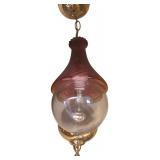 K - Antique Angle Lamp with Amberina Glass Shade