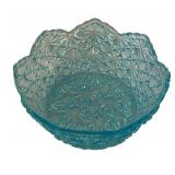 FR - Set of 6 Vintage Blue Victorian Daisy and Button Pressed Glass Bowls