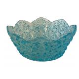 FR - Set of 6 Vintage Blue Victorian Daisy and Button Pressed Glass Bowls