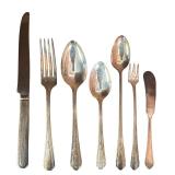FR - Vintage Genesee Silver Plate Flatware Set with Serving Pieces