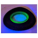 LL - Vintage Goodrich Silvertowns Uranium Glass Tire Ashtray