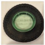 LL - Vintage Goodrich Silvertowns Uranium Glass Tire Ashtray