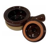 LL - Set of 4 Brown Glazed Stoneware Soup Crocks with Lids
