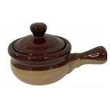 LL - Set of 4 Brown Glazed Stoneware Soup Crocks with Lids