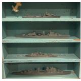 LL - Vintage H.A. Framburg & Co. British Miniature Ship Models in Display Case / Set of WW2 Ship Recognition Models