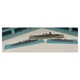 LL - Vintage H.A. Framburg & Co. British Miniature Ship Models in Display Case / Set of WW2 Ship Recognition Models