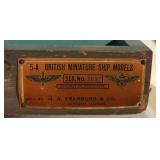 LL - Vintage H.A. Framburg & Co. British Miniature Ship Models in Display Case / Set of WW2 Ship Recognition Models