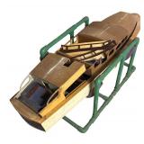 LL - Large Vintage Wooden Model Boat in Display Stand