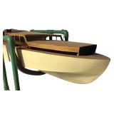 LL - Large Vintage Wooden Model Boat in Display Stand