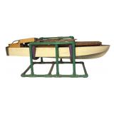 LL - Large Vintage Wooden Model Boat in Display Stand