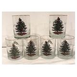 LL - Set of 6 Christmas Tree Glasses with Gold Rims