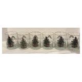 LL - Set of 6 Christmas Tree Glasses with Gold Rims