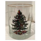 LL - Set of 6 Christmas Tree Glasses with Gold Rims
