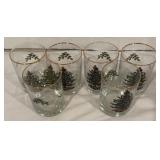 LL - Set of 6 Christmas Tree Glasses with Gold Rims