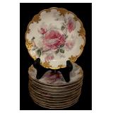 LL - Vintage Haviland Limoges France Plate Set with Floral and Gold Trim