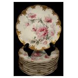 LL - Vintage Haviland Limoges France Plate Set with Floral and Gold Trim