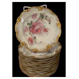 LL - Vintage Haviland Limoges France Plate Set with Floral and Gold Trim